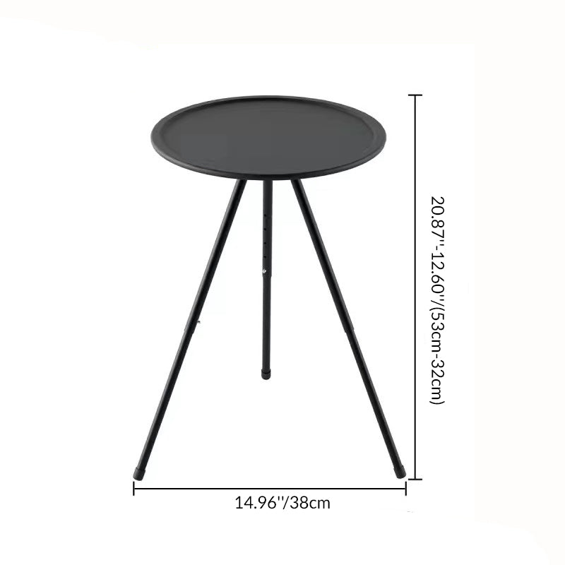 Moderne minimalistisk rund akrylonitril-butadienstyren plast karbonstål høydejusterbar sammenleggbar endebord 1-lag for utendørs terrasse | Skanto