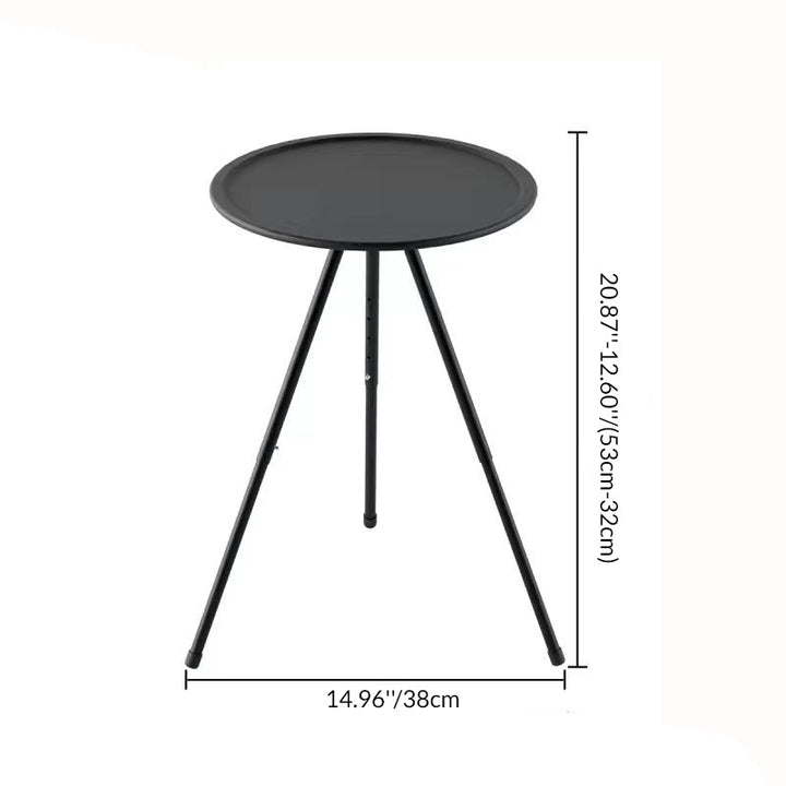 Moderne minimalistisk rund akrylonitril-butadienstyren plast karbonstål høydejusterbar sammenleggbar endebord 1-lag for utendørs terrasse | Skanto