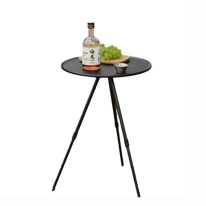 Moderne minimalistisk rund akrylonitril-butadienstyren plast karbonstål høydejusterbar sammenleggbar endebord 1-lag for utendørs terrasse | Skanto