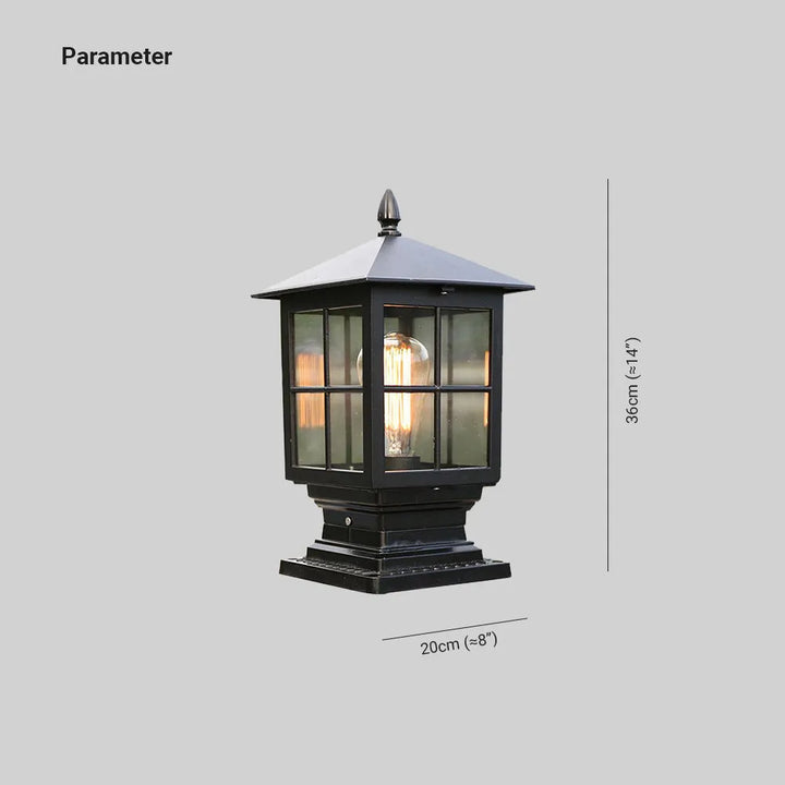 Værbestandig utendørslampe på søyle i svart metall | Skanto