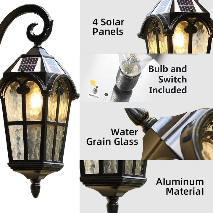 Skanto | Sollys Vanntett Utendørs Vegglampe | Vintage Design med Fjernkontroll for Veranda, Patio & Hagebruk