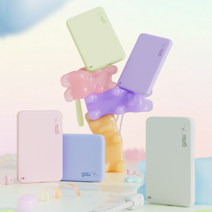 Skanto | Ultra-Tynn Fargerik Magnetisk Lader Power Bank Med Innebygd Snor