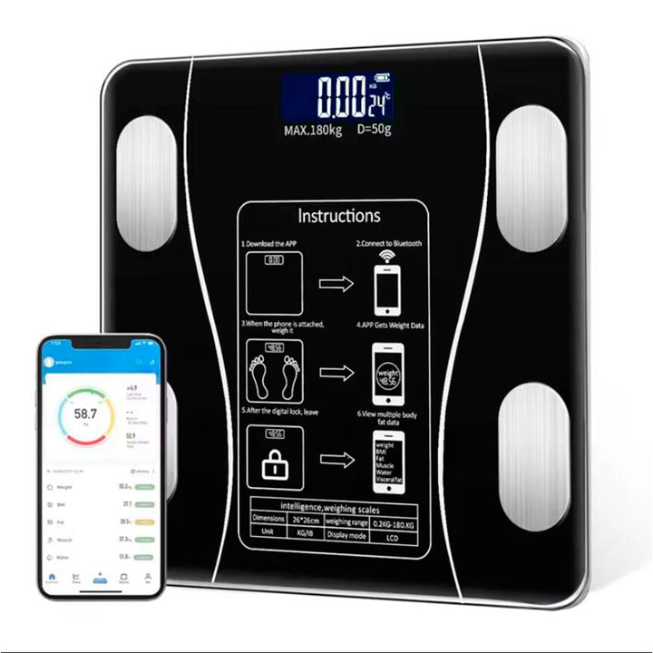 Kroppsskala (180 kg) Pro - BMI-funksjon & Bluetooth | Skanto