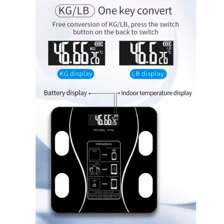 Kroppsskala (180 kg) Pro - BMI-funksjon & Bluetooth | Skanto
