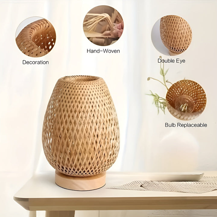 Skanto | Bamboo Bordlampe med USB Strømforsyning – Bærekraftig og Energisparende Design