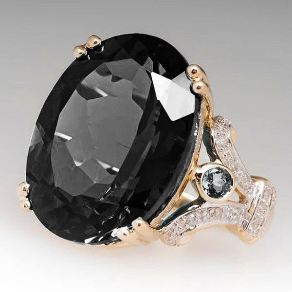 Skanto | Fashionable Luksuriøs Fargerik Kubisk Zirkonia Ring Oval Steinfinger Ring For Kvinner
