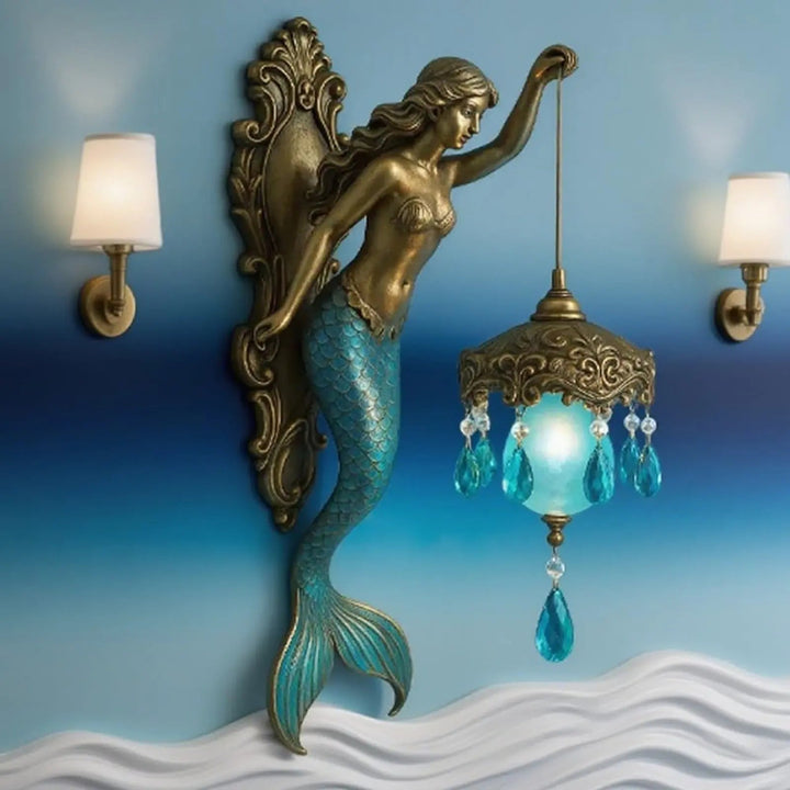 Skanto | Elegant Baroque Mermaid Vegglampe – Kunstnerisk Maritim Veggbelysning for Stemningsfulle Rom