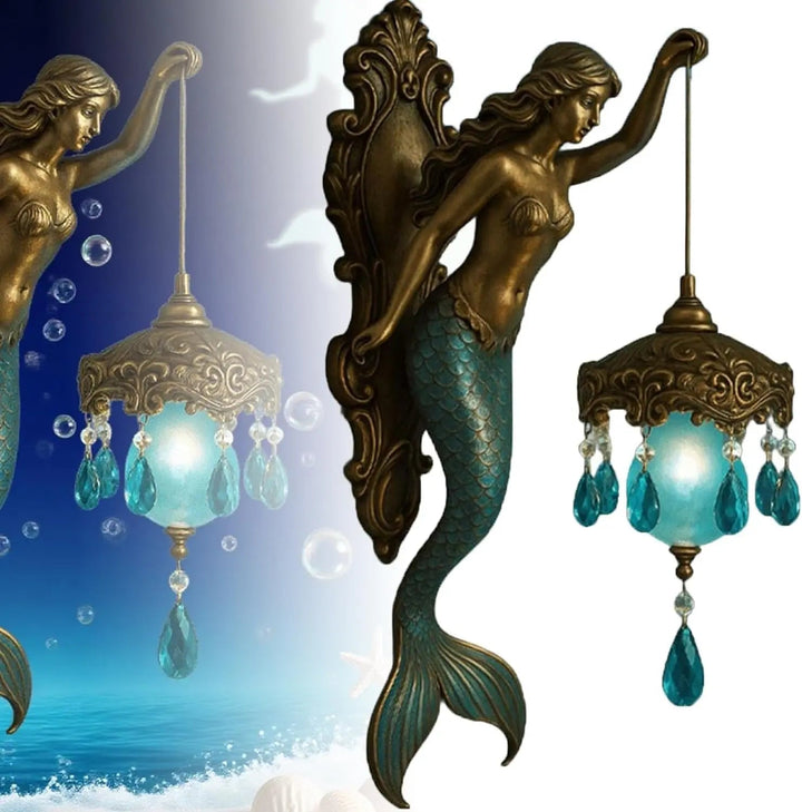 Skanto | Elegant Baroque Havfrue Vegglampe – Kunstnerisk Maritim Vegglampe for Atmosfæriske Rom