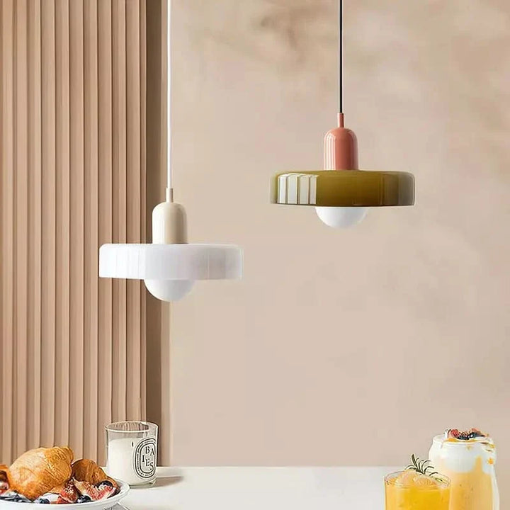 Skanto | Bauhaus Pendellampe i Farget Glass med Justerbart Oppheng