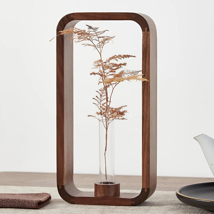 Solid Wood Hydroponic Plant Vase - Rustic HeMu Design | Skanto