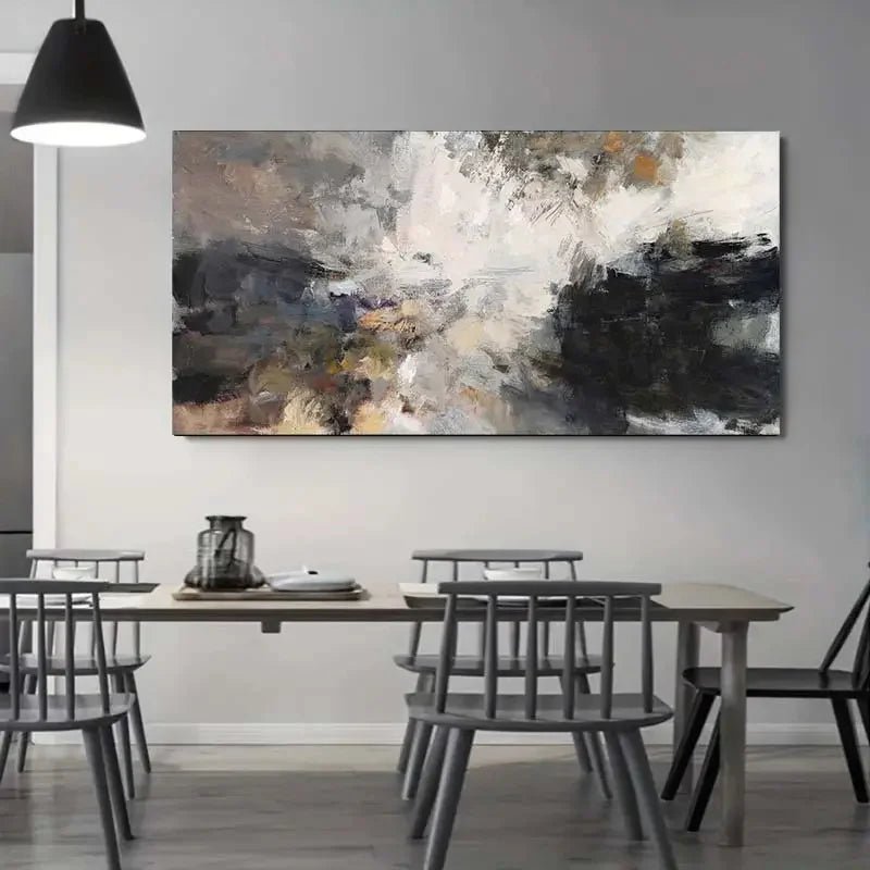 Stor abstrakt veggkunst Fine kunst lerrettrykk Nøytral fargepalett Bilde for moderne stue Spisestue Hjemmekontor Hotellrom Kunstdekor (uinnrammet) | Skanto