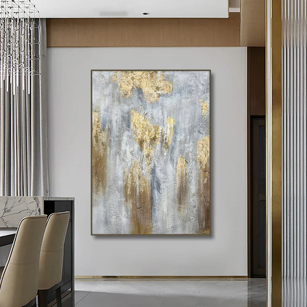 Store størrelser Grå Gull Minimalistisk Veggkunst Fine Kunstlerrettrykk Moderne Abstrakte Kunstbilder For Samtidsinnredning Dekor | Skanto