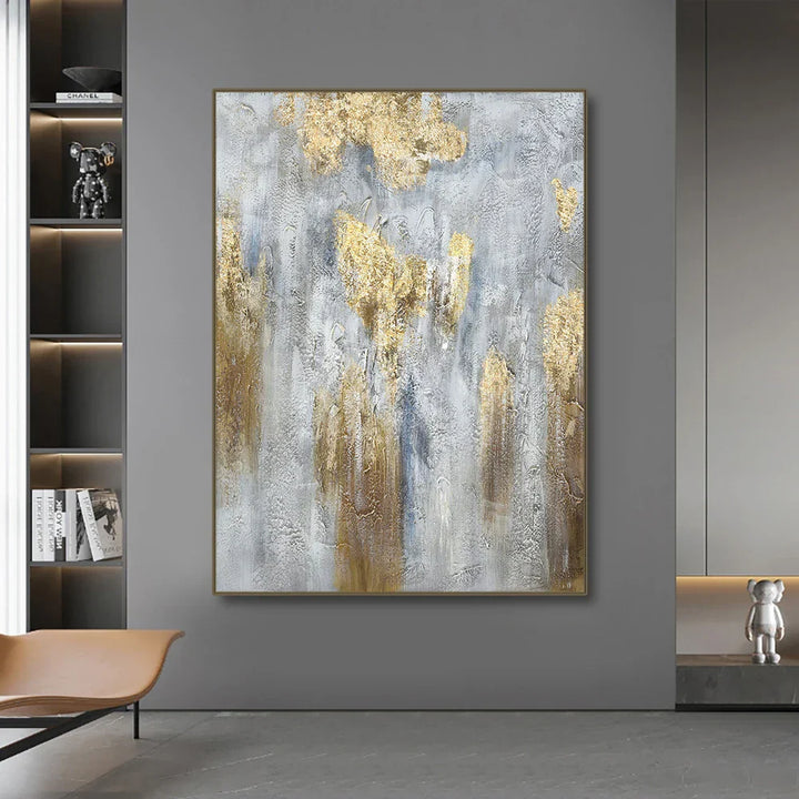Store størrelser Grå Gull Minimalistisk Veggkunst Fine Kunstlerrettrykk Moderne Abstrakte Kunstbilder For Samtidsinnredning Dekor | Skanto