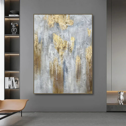 Store størrelser Grå Gull Minimalistisk Veggkunst Fine Kunstlerrettrykk Moderne Abstrakte Kunstbilder For Samtidsinnredning Dekor | Skanto