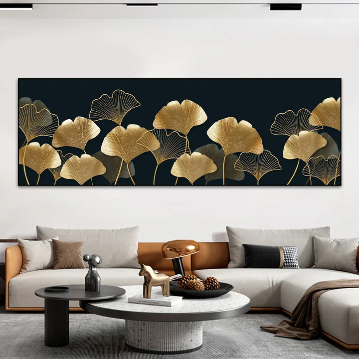 Store Størrelser Bredt Format Tropisk Botanisk Veggkunst Fine Kunstlerduktrykk Gyldne Monstera Palmblader Bilder For Over Sengen Kunst For Over Sofaen | Skanto