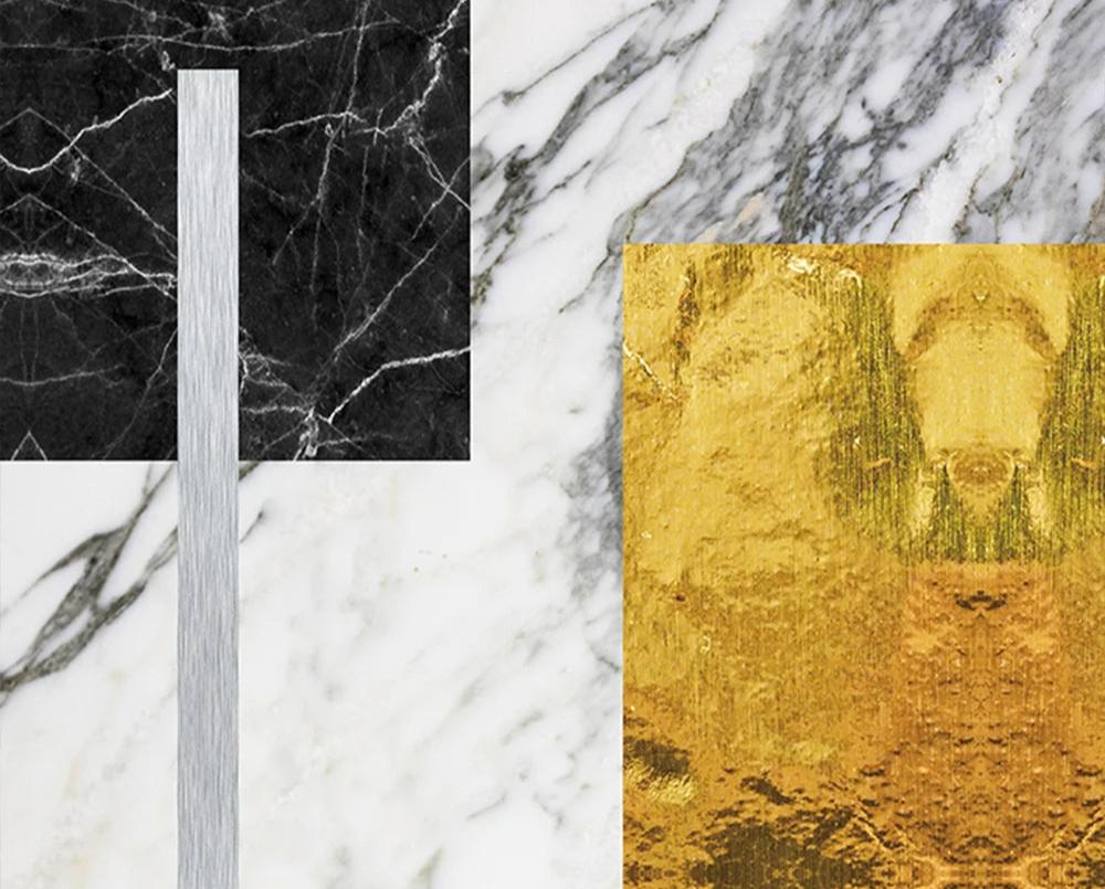 Svart Gylden Blokk Marmor Abstrakt Veggkunst Fin Kunst Lerretsutskrifter Moderne Geometriske Bilder For Stue Kontor Kunst Dekor | Skanto