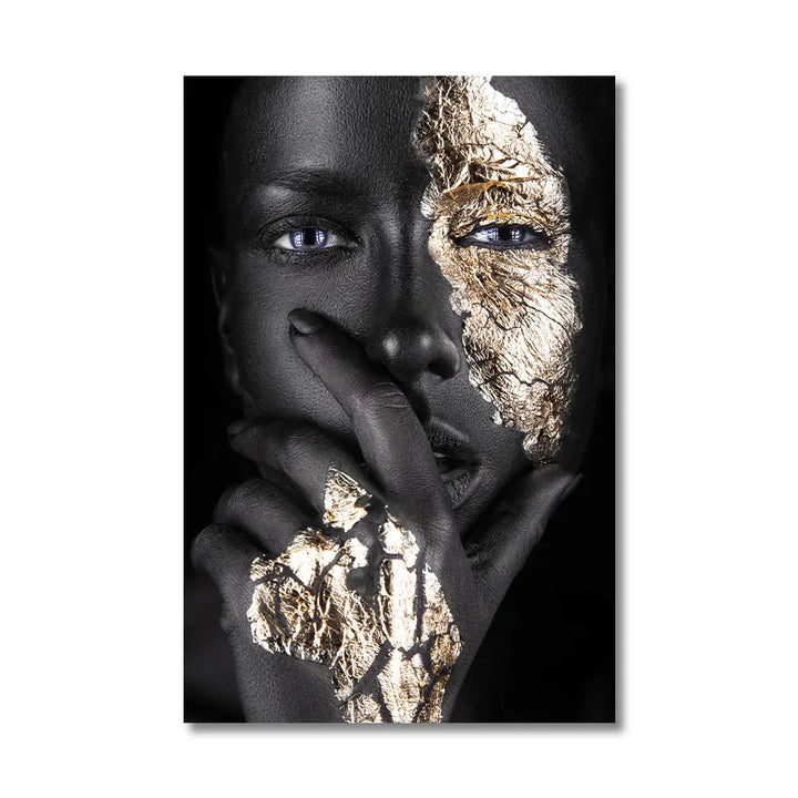 Svart Gull Afrikansk Kvinne Plakat Veggkunst Fine Art Lerret Trykk Portrettbilde For Moderne Leilighet Stue Innredning | Skanto