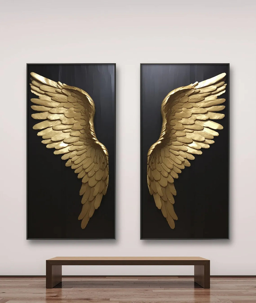 Store Størrelser Golden Dream Engel Vinger Vegg Kunst Fine Art Lærred Utskrift Bilder For Moderne Leilighet Stue Lys Luksus Boutique Moteklær Hus Kunst Dekor | Skanto