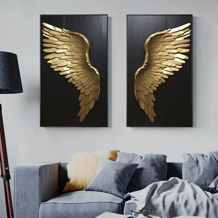Store Størrelser Golden Dream Engel Vinger Vegg Kunst Fine Art Lærred Utskrift Bilder For Moderne Leilighet Stue Lys Luksus Boutique Moteklær Hus Kunst Dekor | Skanto