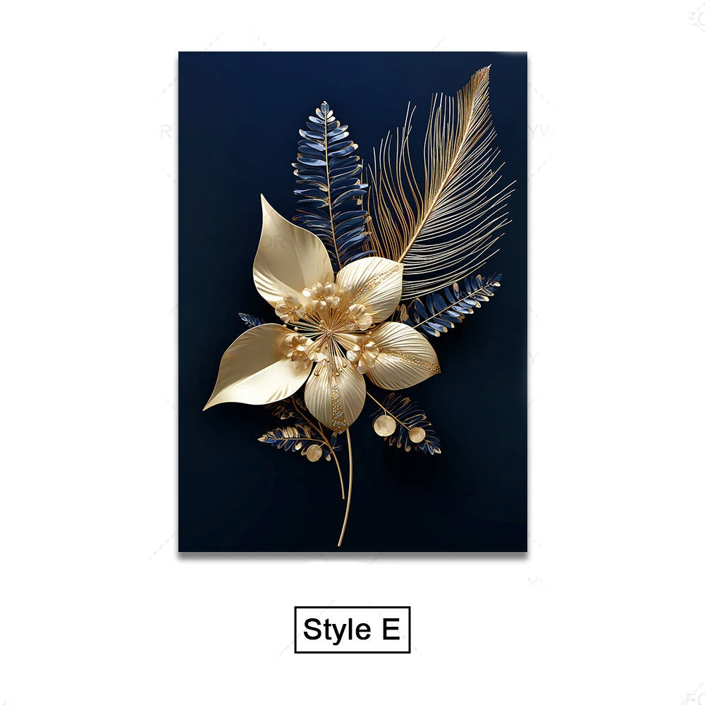Svart gylden tropiske blader veggkunst fine kunst lerretsutskrifter moderne botaniske bilder for luksuriøs stue spisestue hjemmekontor dekor | Skanto
