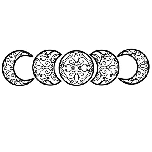 Sorte metall-månefasene veggkunst 3D jernhåndverk veggmontert nordisk veggdekorasjon for stue spisestue kreativ boliginnredning - Sett med 5 stk | Skanto