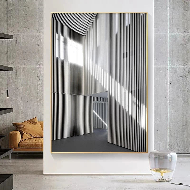 Svart Hvit Arkitektoniske Interiør Veggkunst Fine Art Lerret Utskrifter Utskriftsbilder For Moderne Loft Stue Hjemme Kontor Innredning | Skanto