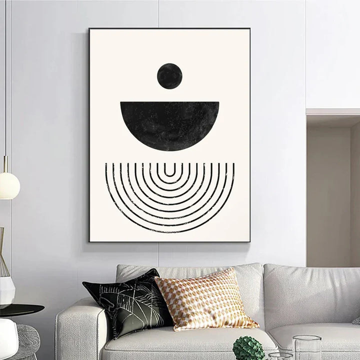Svart Hvit Minimalistisk Geometrisk Kurver Linjekunst Veggkunst Fin Kunst Lerretstrykk Bilder For Moderne Leilighet Stue Kontor Dekor | Skanto
