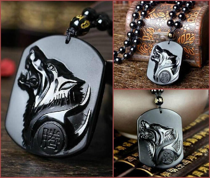 Black Wolf Obsidian Halskjede | Skanto
