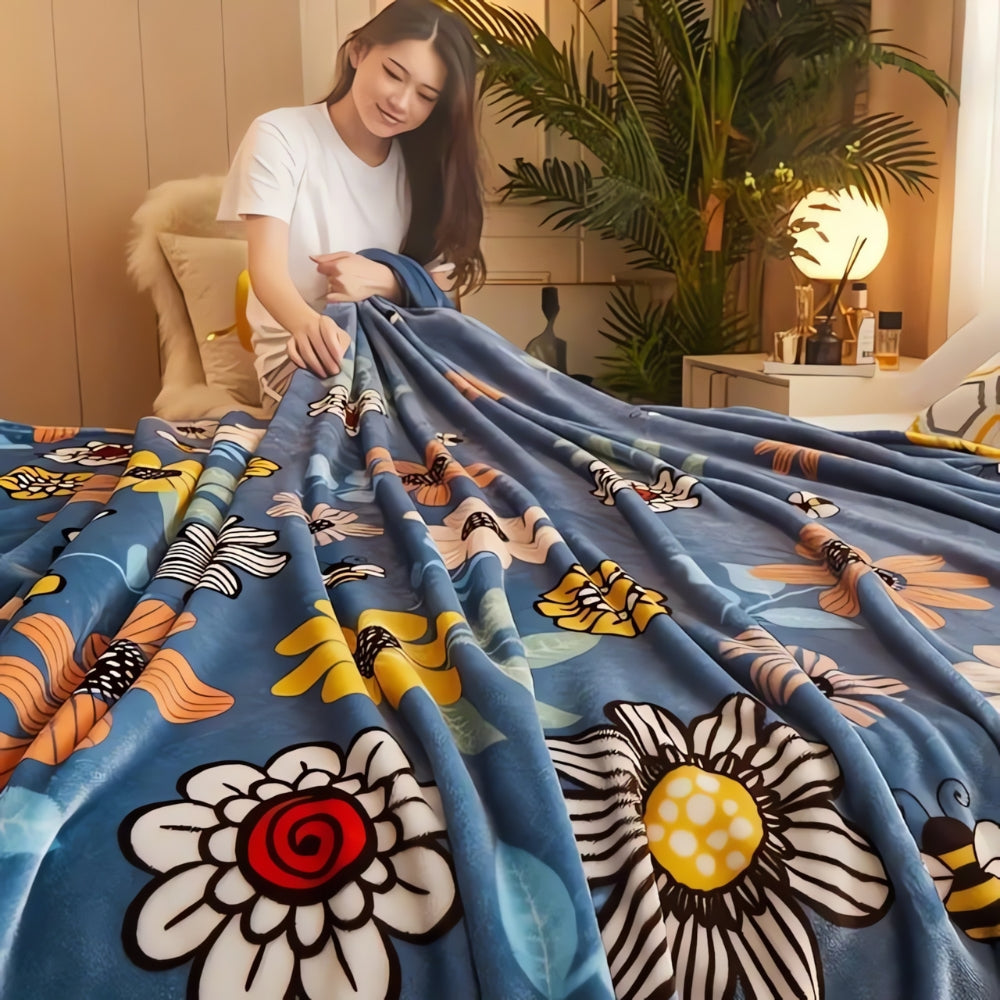 Skanto | Bloombee Retro Floral Soft Blanket