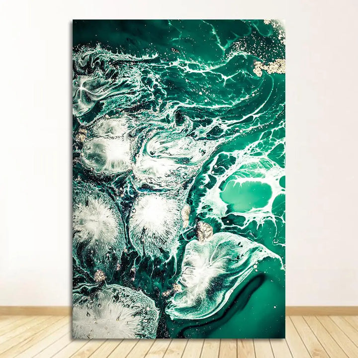 Blå Aqua Grønn Flytende Marmor Trykk Veggkunst Fin Kunst Lerretstrykk Nordiske Bilder Til Stue Soverom Hjemmekontor Kunst Dekor | Skanto