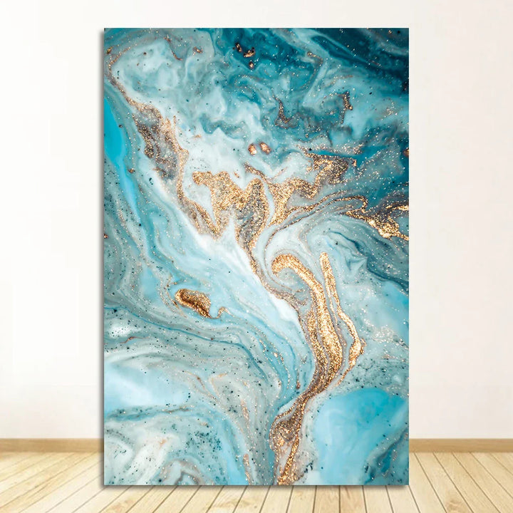 Blå Aqua Grønn Flytende Marmor Trykk Veggkunst Fin Kunst Lerretstrykk Nordiske Bilder Til Stue Soverom Hjemmekontor Kunst Dekor | Skanto