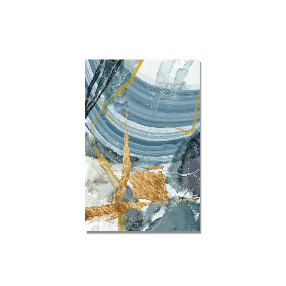 Blått Gold Nordisk Marmor Trykk Abstrakt Veggkunst Fin Kunst Lerretstrykk Bilder For Stue Soverom Kontor Dekor | Skanto