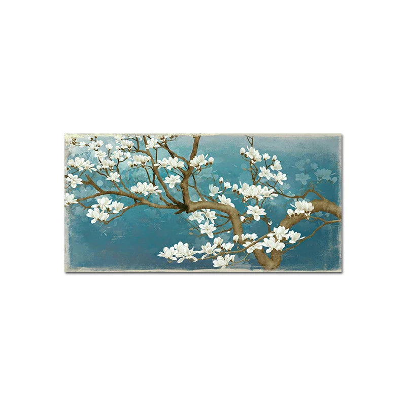 Blå Jade Hvit Blomstretrær Veggkunst Fin Kunst Lerretsutskrifter Moderne Botanisk Floral Maleri Bilde For Stue Soverom Kunst Dekor | Skanto