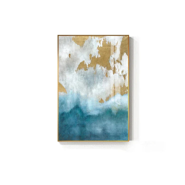 Blått Hav Gyldne Sand Veggkunst Fine Art Lerretsutskrift Nordisk abstrakt Bilder for moderne Leilighet Stue Soverom Entreen Kunst Dekor | Skanto