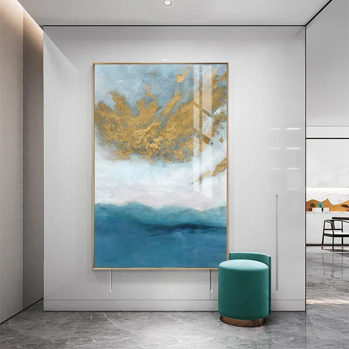 Blått Hav Gyldne Sand Veggkunst Fine Art Lerretsutskrift Nordisk abstrakt Bilder for moderne Leilighet Stue Soverom Entreen Kunst Dekor | Skanto