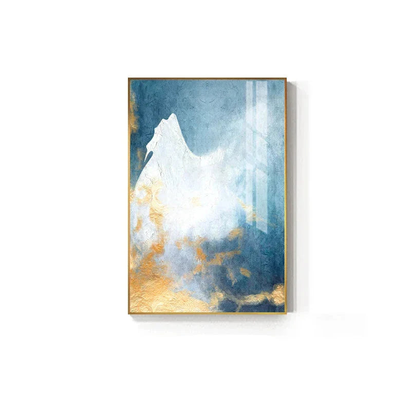 Blått Hav Gyldne Sand Veggkunst Fine Art Lerretsutskrift Nordisk abstrakt Bilder for moderne Leilighet Stue Soverom Entreen Kunst Dekor | Skanto
