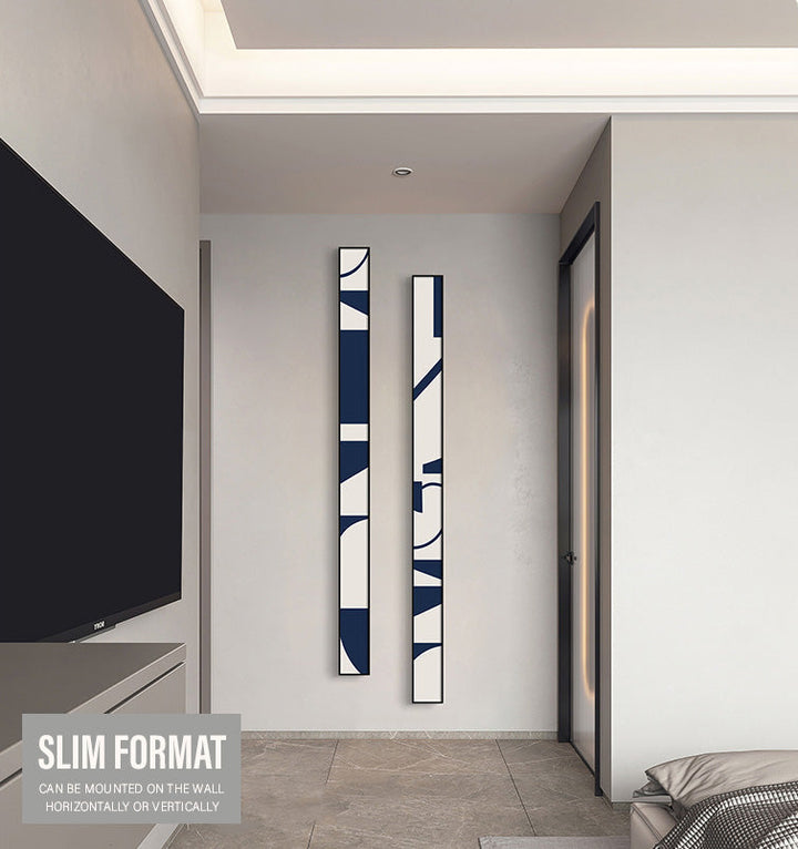 Kreativ Abstrakt Blå Hvit Slank Format Veggkunst Fine Art Lerretsutskrifter Høye Smale Bredde Format Bilder For Stue Foyer Trappevegg Dekor | Skanto