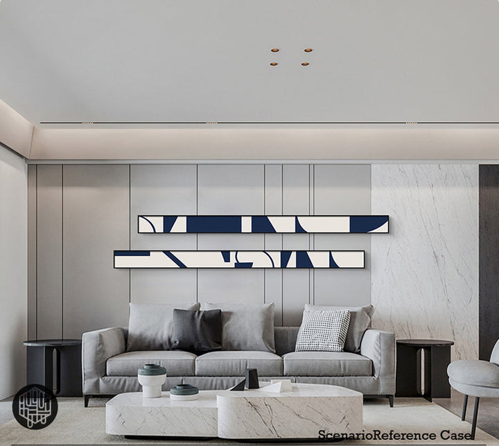 Kreativ Abstrakt Blå Hvit Slank Format Veggkunst Fine Art Lerretsutskrifter Høye Smale Bredde Format Bilder For Stue Foyer Trappevegg Dekor | Skanto