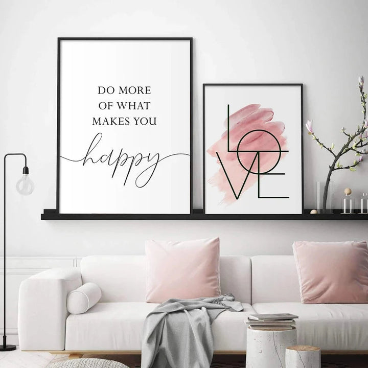 Blush Pink Love Feather Veggkunst Fine Art Lerretsutskrifter Minimalistisk Motebilder For Stue Jenters Soverom Motekunst Dekor | Skanto