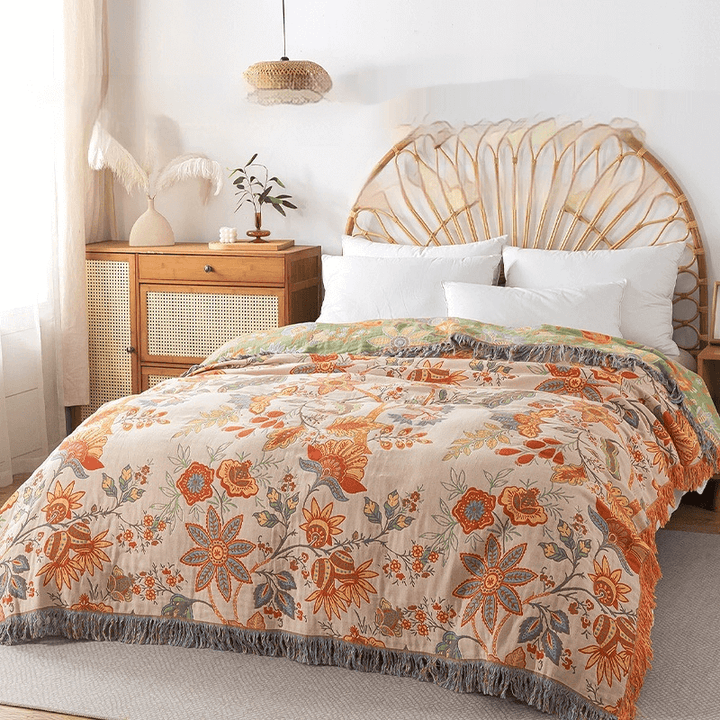 Skanto | Knyttbar bomullsteppe med jacquard og boho-mønster