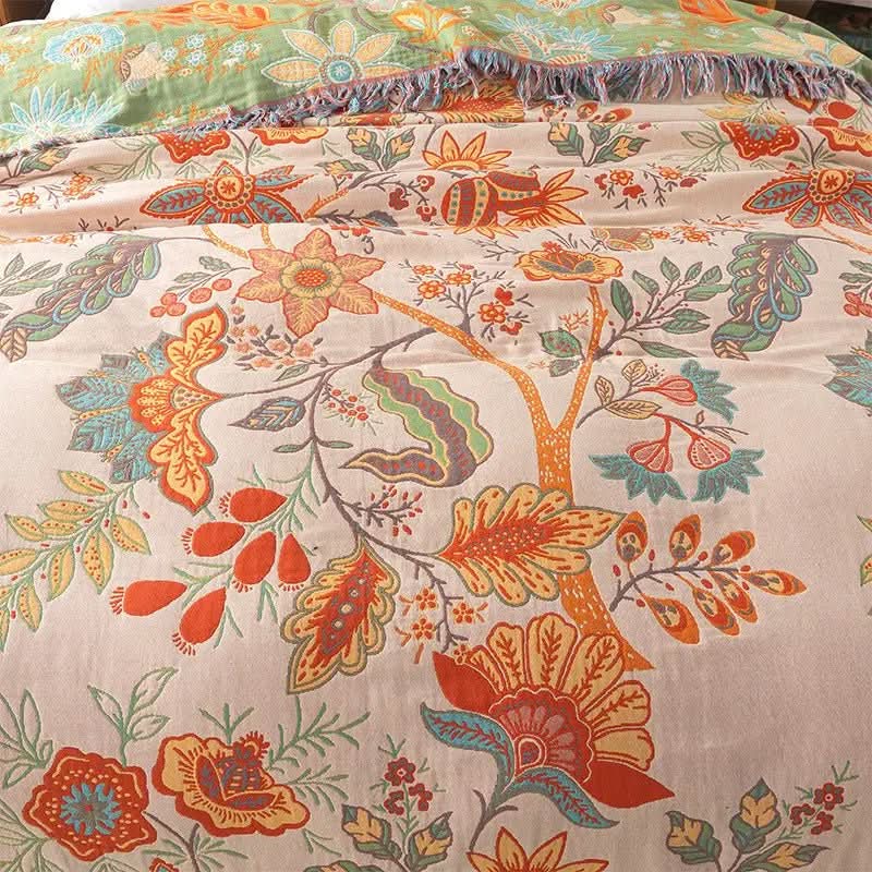 Skanto | Knyttbar bomullsteppe med jacquard og boho-mønster