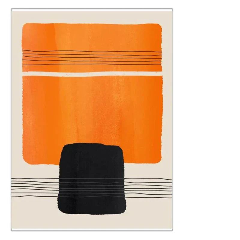 Fet oransje beige svart mosaikk abstrakt veggkunst Fine Art lerretutskrifter bilder for moderne stuekunst for moderne interiører | Skanto