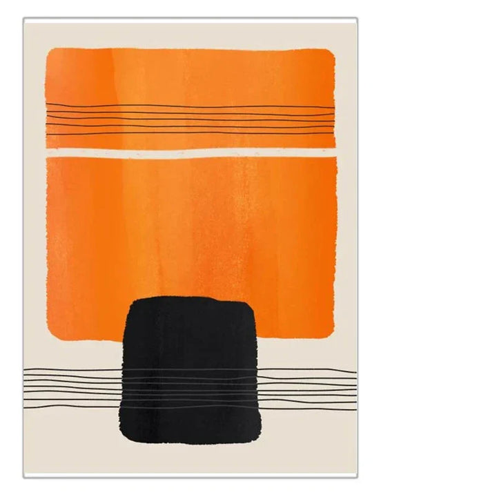 Fet oransje beige svart mosaikk abstrakt veggkunst Fine Art lerretutskrifter bilder for moderne stuekunst for moderne interiører | Skanto