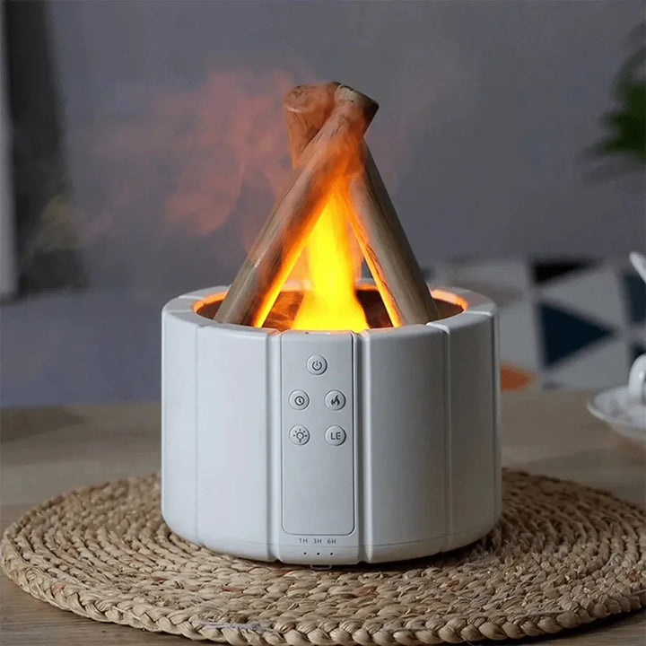 Skanto | Flame Air Fuktighetsgiver med LED – Ultralyd Diffuser & Aromaterapi med Peis Effekt