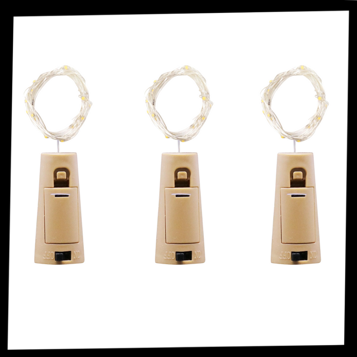 Flaske LED-lys med kork (pakke med 3 stk.)