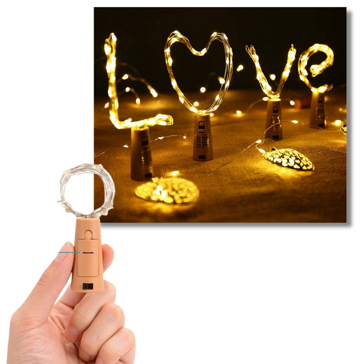 Flaske LED-lys med kork (pakke med 3 stk.)