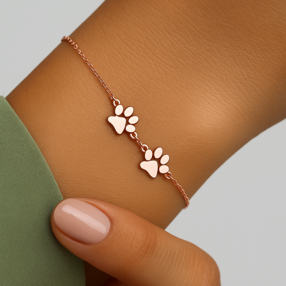 Skanto | Armbånd Personlig Paw Print Gravert Rustfritt Stål Justerbar