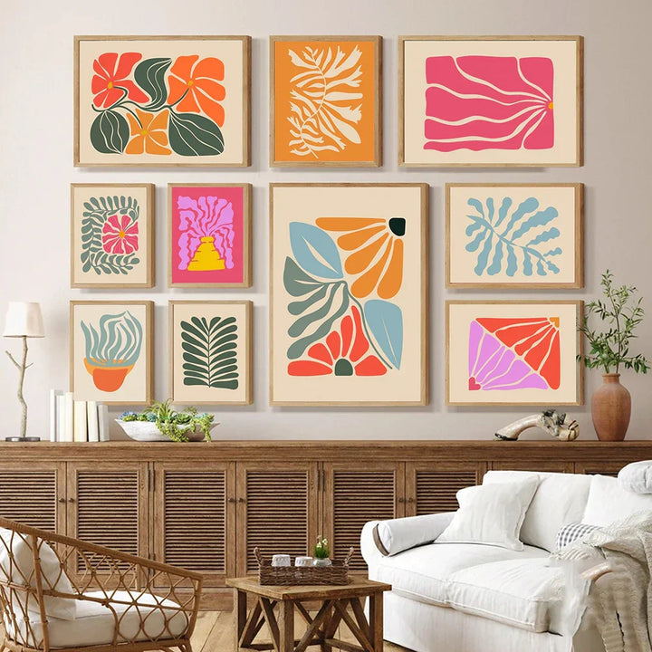Lysende Fargerik Botanisk Abstrakt Veggkunst Fine Art Lerretstrykk Livlige Fargebilder For Moderne Hjem Stue Soverom Kunstdekor | Skanto