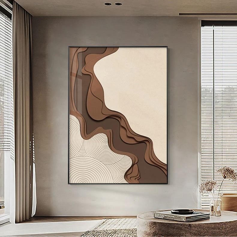 Braun Beige Abstrakte Flytende Konturer Minimalistisk Veggkunst Fine Art Lerrettrykk Bilder For Moderne Leiligheter Stue Kunst For Samtids Interiør | Skanto