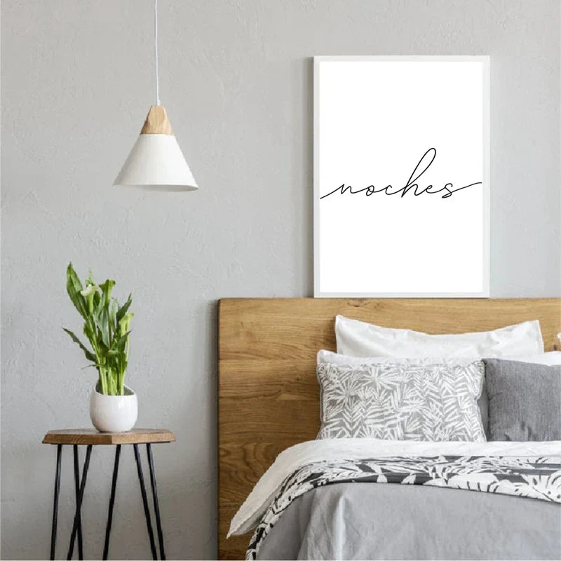 Buenas Noches God Natt Spanske Sitater Post Enkle Svart Hvit Sitater Veggkunst Fine Art Lerretsutskrifter Minimalistisk Nordisk Bilder For Soverommet | Skanto